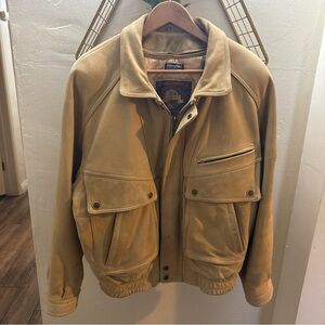 Vintage Mens Wilson's Adventure Bound cream Leather Thinsulate Jacket Heavy Sz L